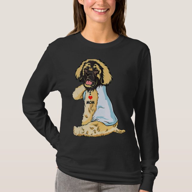 Camiseta Amo a Mamá Tattoo Leonberger Mamá Perro Mujeres (Anverso)