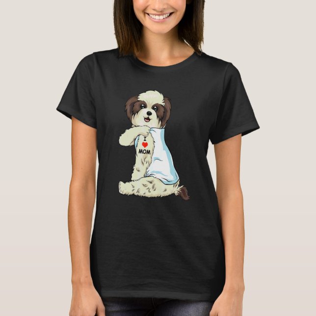 Camiseta Amo a Mamá Tattoo Lhasa Apso Mom Dog Women (Anverso)