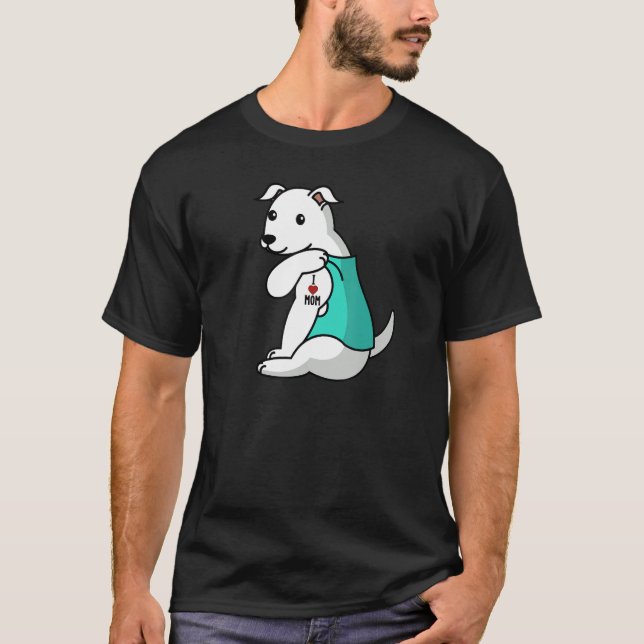 Camiseta Amo a mamá Tattoo, madre del perro blanco (Anverso)