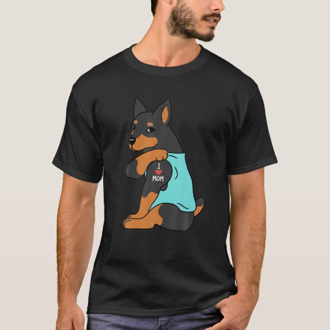 Camiseta Amo a mamá Tattoo Ministra Pinscher Divertida Madr (Anverso)