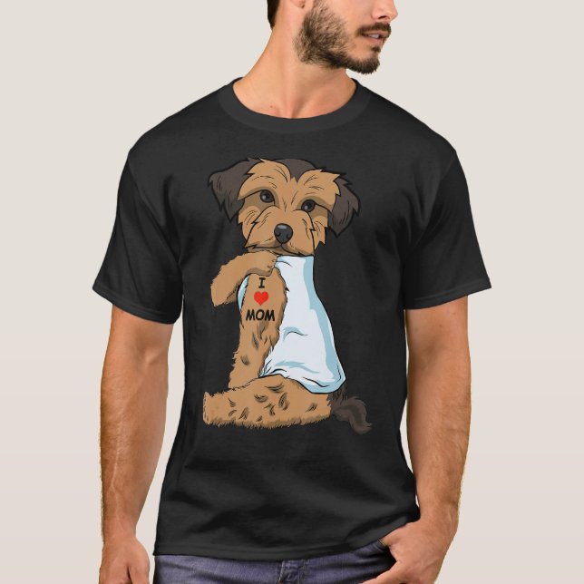 Camiseta Amo a Mamá Tattoo Morkie Mamá Perro Lover Mujeres (Anverso)