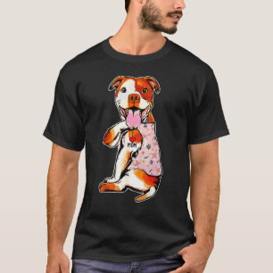 Camiseta Amo a mamá Tattoo Pit Bulldog Flores Da de Madre