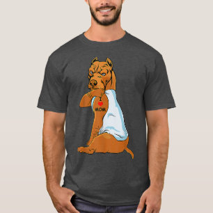 Camiseta Amo a Mamá Tattoo Pitbull Mamá Perro Lover Mujeres