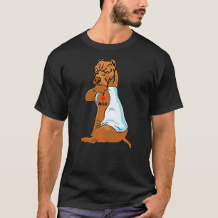 Camiseta Amo a Mamá Tattoo Pitbull Mamá Perro Mujeres