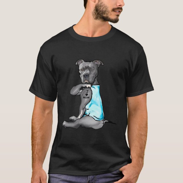 Camiseta Amo a Mamá Tattoo Pitbull Perro Perro Perro Perezo (Anverso)