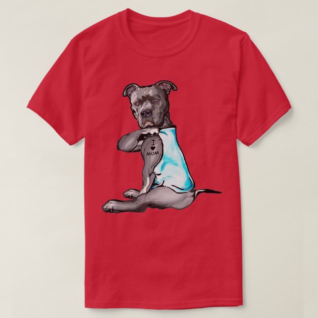 Camiseta Amo a Mamá Tattoo Pitbull Perro Perro Perro Perezo (Diseño del anverso)