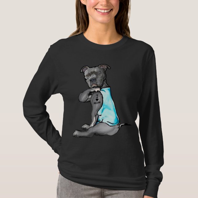 Camiseta Amo a Mamá Tattoo Pitbull Perro Perro Perro Perezo (Anverso)