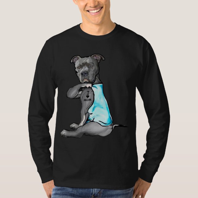 Camiseta Amo a Mamá Tattoo Pitbull Perro Perro Perro Perezo (Anverso)