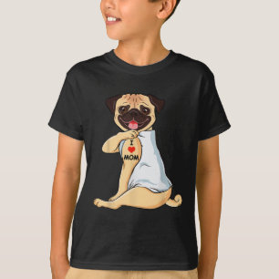 Camiseta Amo a mamá Tattoo Pug Mom Perro Lover Mujeres