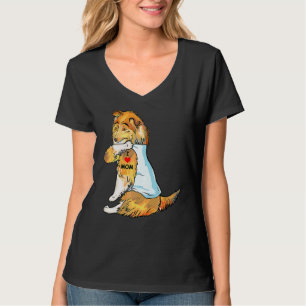 Camiseta Amo a Mamá Tattoo Shetland Sheepdog Mamá Perro Muj