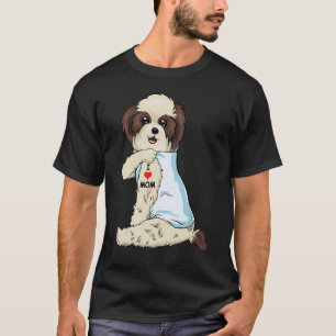 Camiseta Amo a Mamá Tattoo Shih Tzu Mamá Perro Mujeres