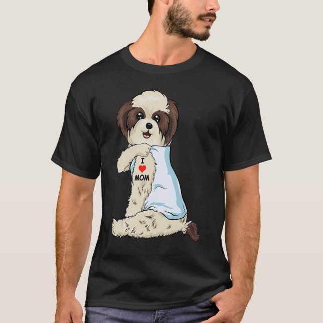 Camiseta Amo a Mamá Tattoo Shih Tzu Mamá Perro Mujeres (Anverso)
