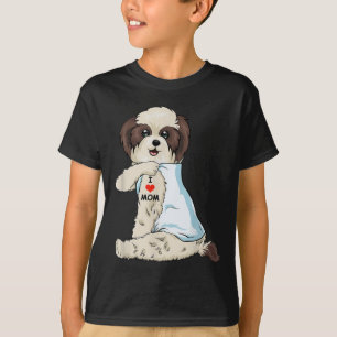 Camiseta Amo a Mamá Tattoo Shih Tzu Mamá Perro Mujeres Aman