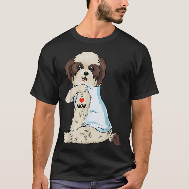 Camiseta Amo a Mamá Tattoo Shih Tzu Mamá Perro Mujeres Aman (Anverso)
