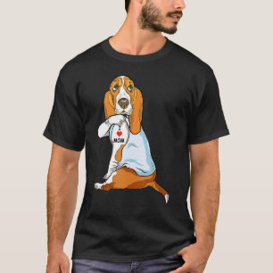 Camiseta Amo a Mamá Tatuaje Basset Hound Mamá Perro Mujere