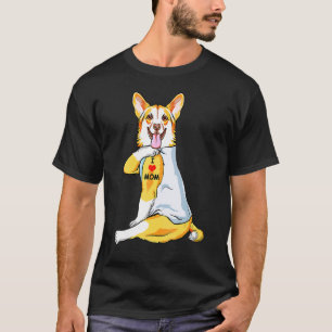 Camiseta Amo a Mamá Tatuaje Welsh Corgi Mamá Perro Mujeres