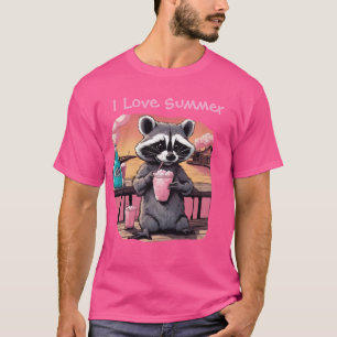 Camiseta Amo a Mapache de Verano en el Paseo Marítimo con u