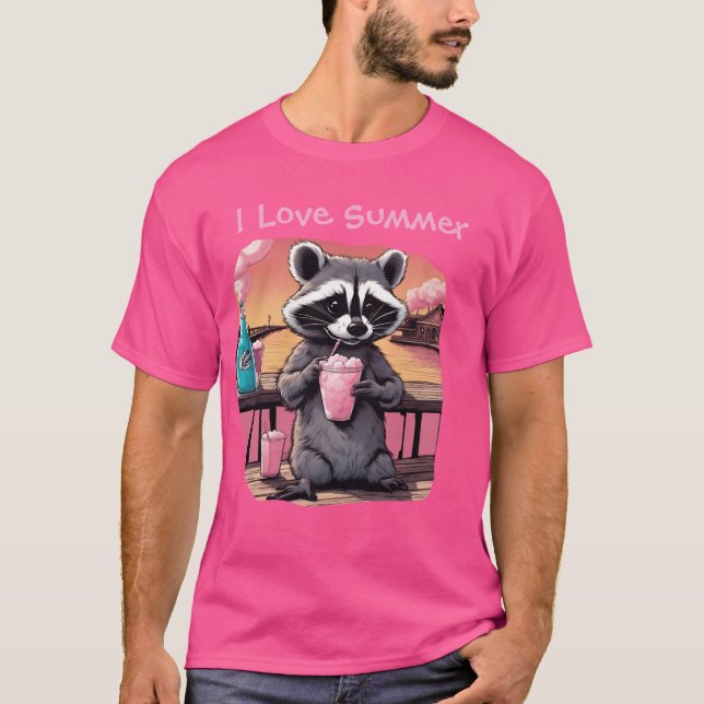 Camiseta Amo a Mapache de Verano en el Paseo Marítimo con u (Anverso)