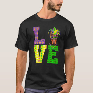 Camiseta Amo a Mardi Gras Doberman Perro Hombres Mujeres Ni