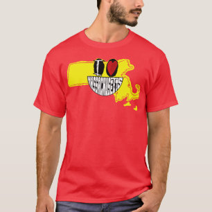 Camiseta Amo a Massachusetts Cara Feliz Sonriente
