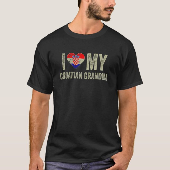 Camiseta Amo a mi abuela croata Croacia Bandera su familia (Anverso)