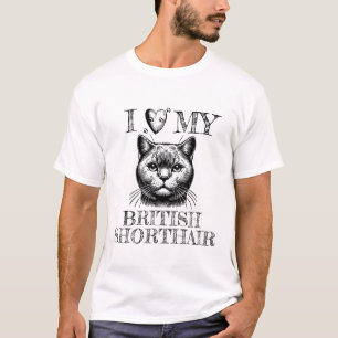 Camiseta Amo a mi British Shorthair, Huellas de Gato Negras