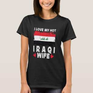 Camiseta Amo a mi caliente esposa iraquí cónyuges Bandera i