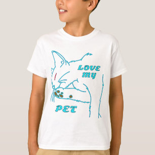 CAMISETA AMO A MI CUTE AQUA MASCOTA CAT
