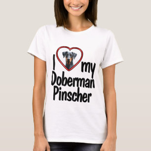 Camiseta Amo a mi Doberman Pinscher Marco de Foto Corazón R