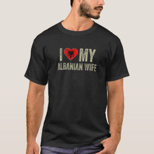Camiseta Amo a mi esposa albanesa bandera de Albania divert
