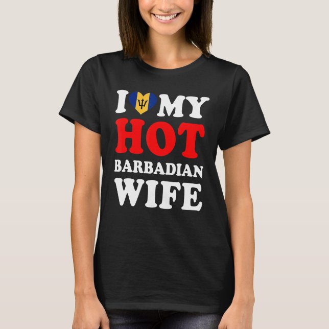 Camiseta Amo a mi esposa barbadense caliente (Anverso)