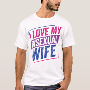 Camiseta Amo a mi esposa bisexual Bi Orgullo Bandera Bisexu