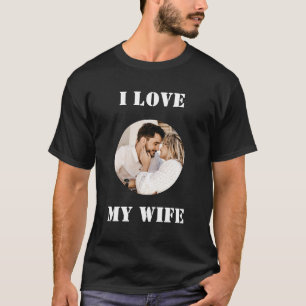 Camiseta Amo a mi esposa Foto personalizada redonda