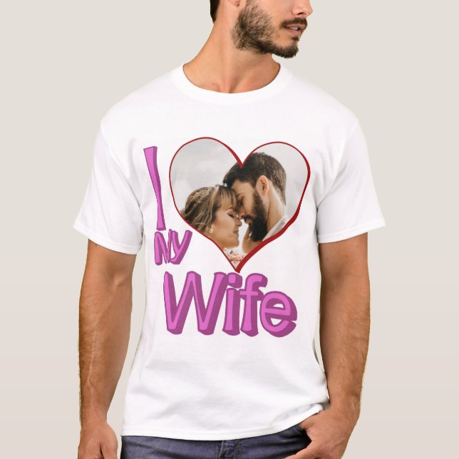 Camiseta Amo a mi esposa - foto Personalizado personalizada (Anverso)