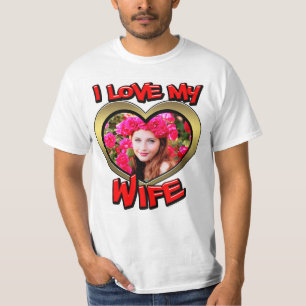 Camiseta Amo a mi esposa Graffiti Corazón Oro Foto Roja