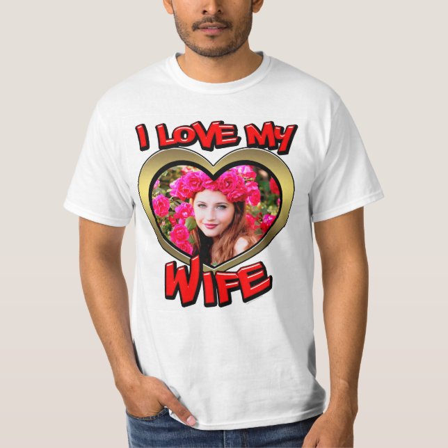 Camiseta Amo a mi esposa Graffiti Corazón Oro Foto Roja (Anverso)
