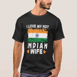 Camiseta Amo a mi esposa india caliente cónyuges bandera de