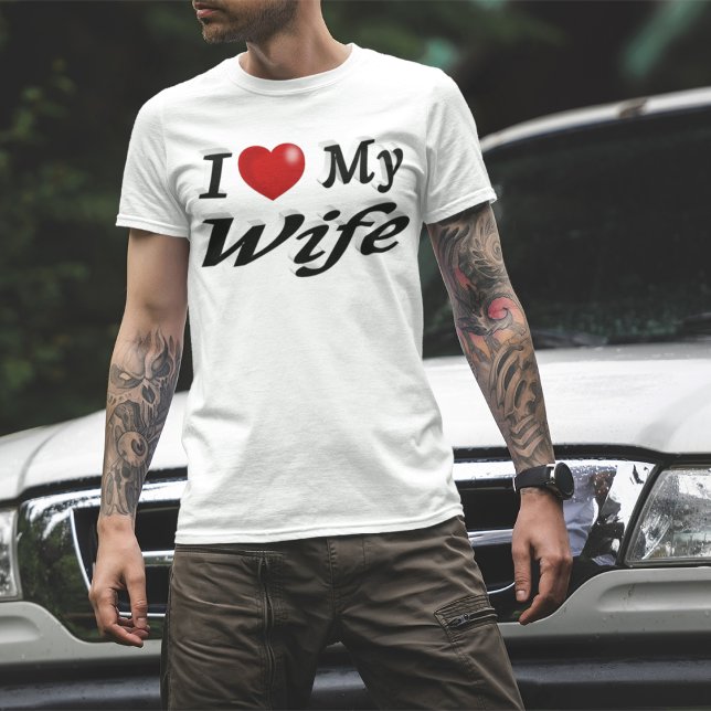 Camiseta Amo a mi esposa lindo texto negro (Subido por el creador)