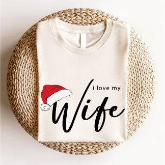Camiseta Amo a mi esposa Navidades de moda Santa Hat White