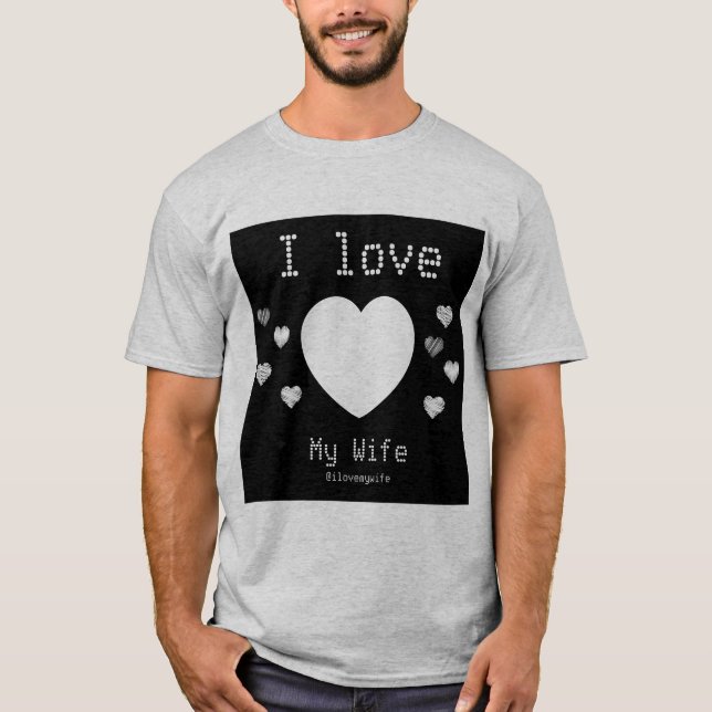 Camiseta Amo a mi esposa personalizado de foto corazones (Anverso)