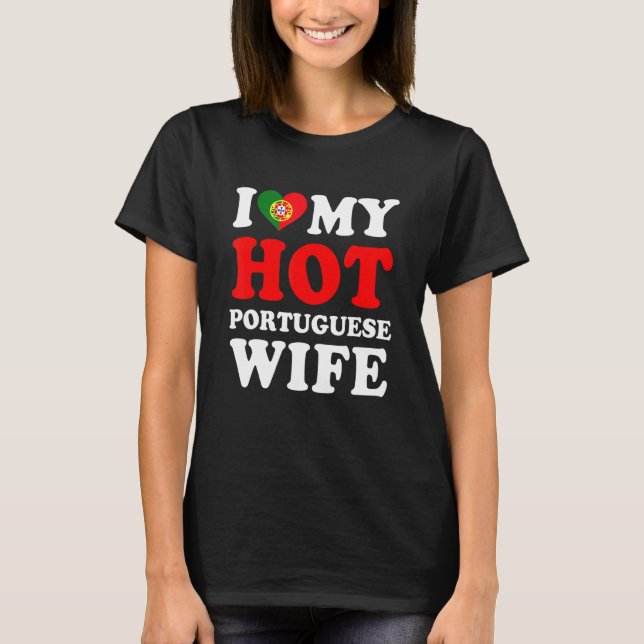 Camiseta Amo a mi esposa portuguesa caliente (Anverso)