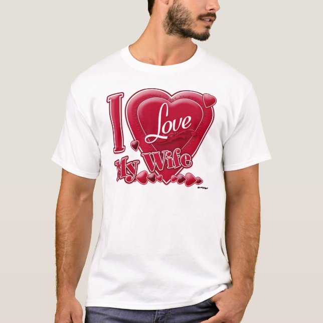 Camiseta Amo a mi esposa roja - corazón (Anverso)