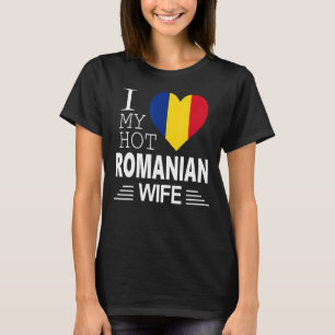 Camiseta Amo a mi esposa rumana CALIENTE Bandera rumana