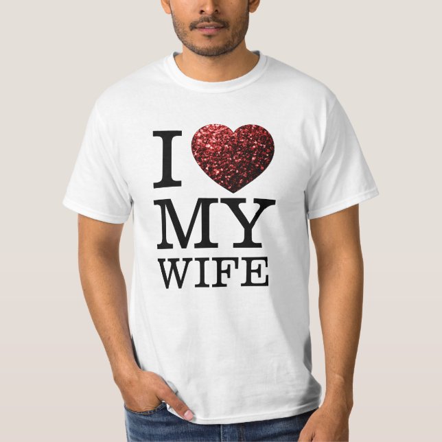 Camiseta Amo a mi esposa, texto personalizado, el corazón r (Anverso)