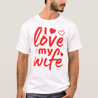 Camiseta Amo a mi Esposa texto rojo