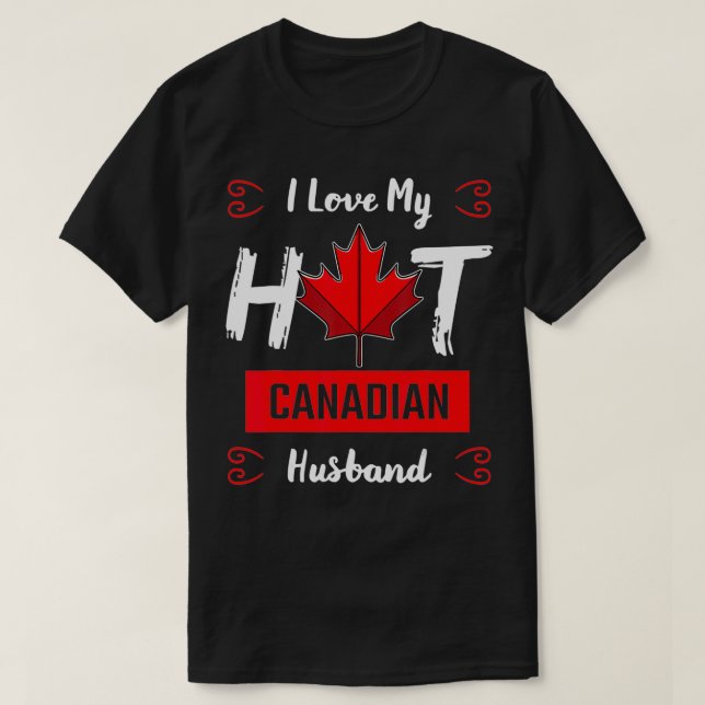 Camiseta Amo a mi esposo caliente, maple Leaf canadiense F (Diseño del anverso)