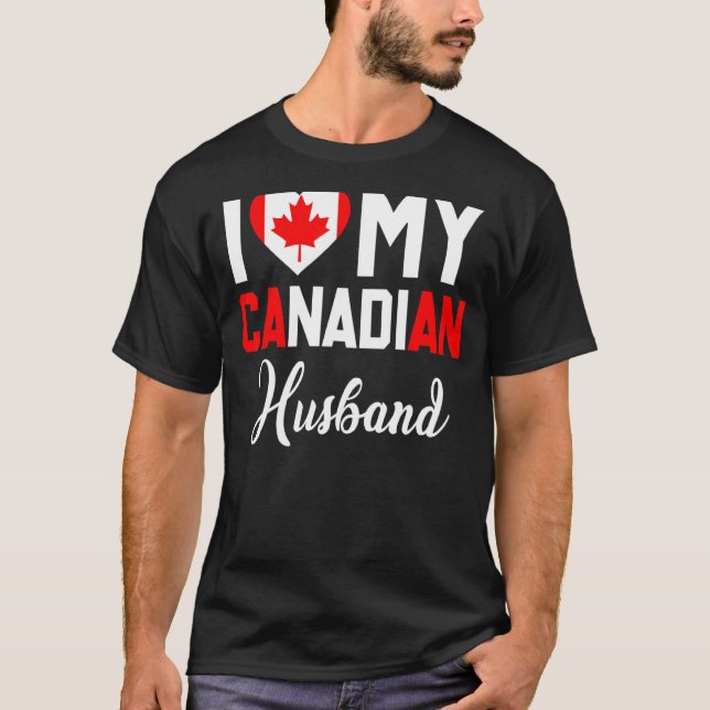 Camiseta Amo a mi esposo canadiense Bandera canadiense casa (Anverso)