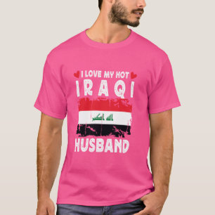 Camiseta Amo a mi esposo iraquí caliente cónyuges Bandera d
