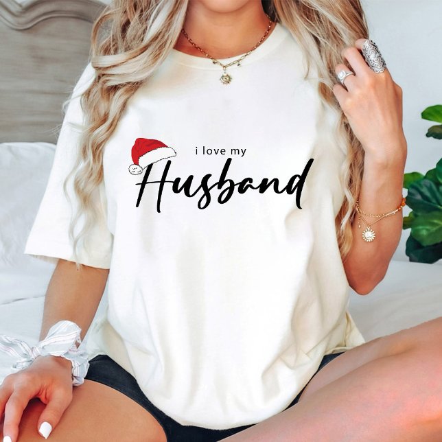 Camiseta Amo a mi esposo Navidades Santa Hat White (I Love My Husband Christmas Santa Hat White T-Shirt)