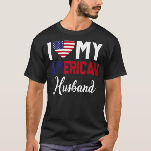 Camiseta Amo a mi esposo norteamericano Bandera de Estados